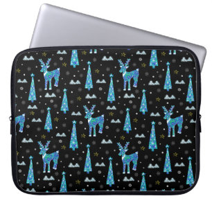 Capa Para Notebook Árvores de Natal, flocos de neve de renas. Ilhus d