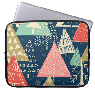Capa Para Notebook Árvores De Natal Ilustração Festiva Sem Olhos.