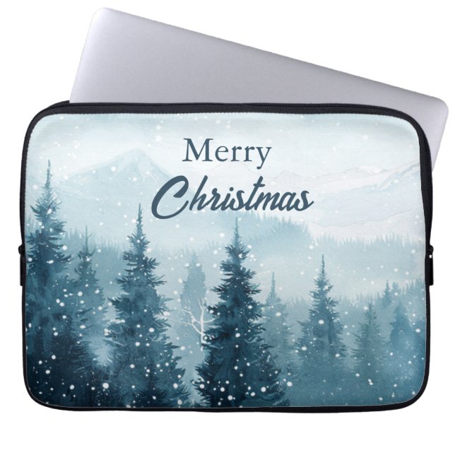 Capa Para Notebook Árvores de Natal Nevadas  (Frente)
