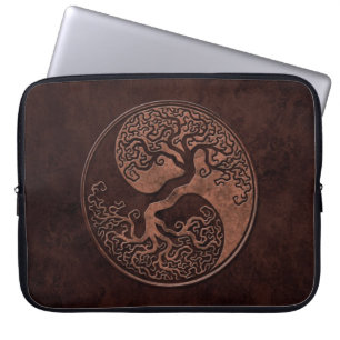 Capa Para Notebook Árvores de pedra de Brown Yin Yang