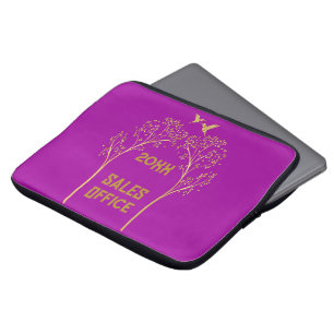 Capa Para Notebook Árvores Douradas com Monogramas com Aves em Roxo