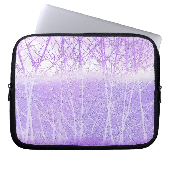 Capa Para Notebook Árvores Nebulosas Congeladas em Lilás Lavanda (Frente)
