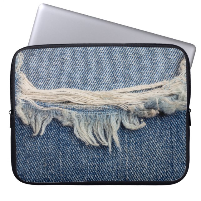 Capa Para Notebook As texturas rasgaram o fundo dos jeans. (Frente)