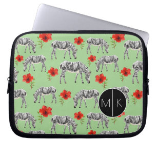 Capa Para Notebook As zebras entre hibiscus florescem o monograma de