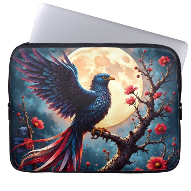 Capa Para Notebook Asa Crepuscular Carmesim – Ave de Fantasia Mística (Frente)