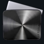 Capa Para Notebook Aspecto metálico preto Slick Shinless Steel<br><div class="desc">Impressão de design metálico elegante e brilhante preto,  aspecto de aço inoxidável,  bolsa de laptop. Monograma personalizado e opcional.</div>