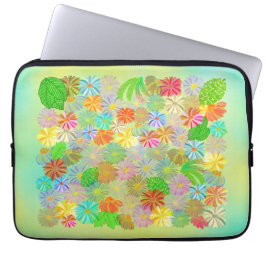 CAPA PARA NOTEBOOK ASTER & CONE FLOWERS & TROPICAL LEAVE WATERCOLOR