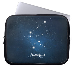 Capa Para Notebook Astrologia Azul Nebula Aquário Símbolo Zodiac Aquá