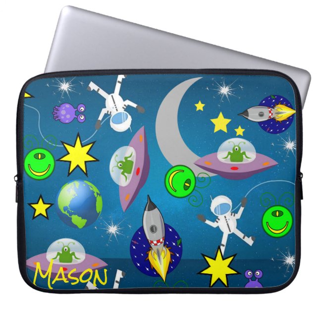 Capa Para Notebook Astronauta dos Aliens Espaciais da bolsa de laptop (Frente)
