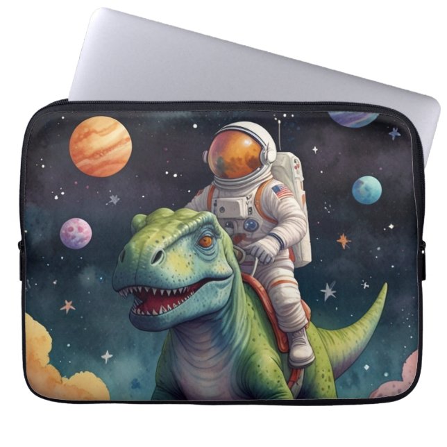 Capa Para Notebook Astronauta no Dino no Espaço (Frente)