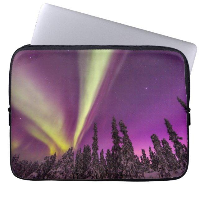 Capa Para Notebook Aurora Boreal Luzes do Norte Fairbanks Alasca (Frente)