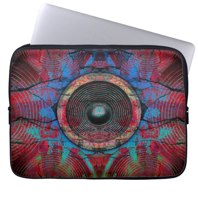 Capa Para Notebook Auto-falante de música vermelha (Frente)