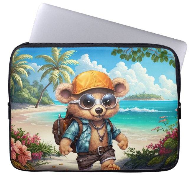 Capa Para Notebook Aventuras Sunny com Urso de Beachy - Prontos para  (Frente)