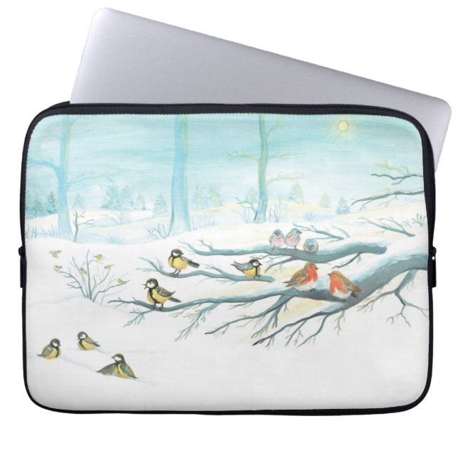 Capa Para Notebook Aves florestais no inverno (Frente)