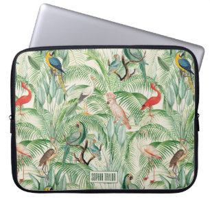 Capa Para Notebook Aves Tropicais e Folhas de Palma
