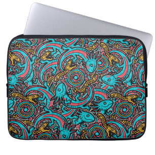 Capa Para Notebook Axolote Azteca Xolotl Padrão Tribal mitologia boho
