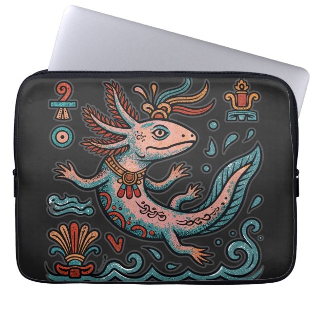 Capa Para Notebook Axolotl Asteca Xolotl pedra erodida tribal boho ar (Frente)