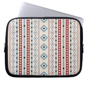 Capa Para Notebook Aztec Blue Black Cream Mixed Motifs V Pattern