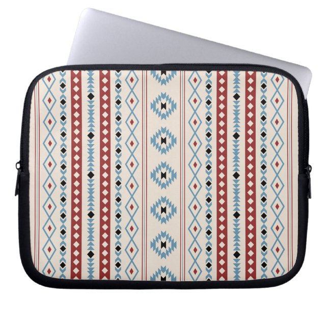 Capa Para Notebook Aztec Blue Black Cream Mixed Motifs V Pattern (Frente)
