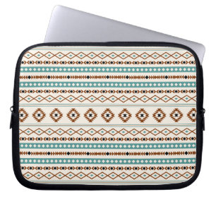 Capa Para Notebook Aztec Teal Terracotta Black Cream Padrão Misto