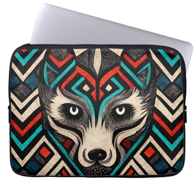 Capa Para Notebook Aztec Wolf Face (Frente)