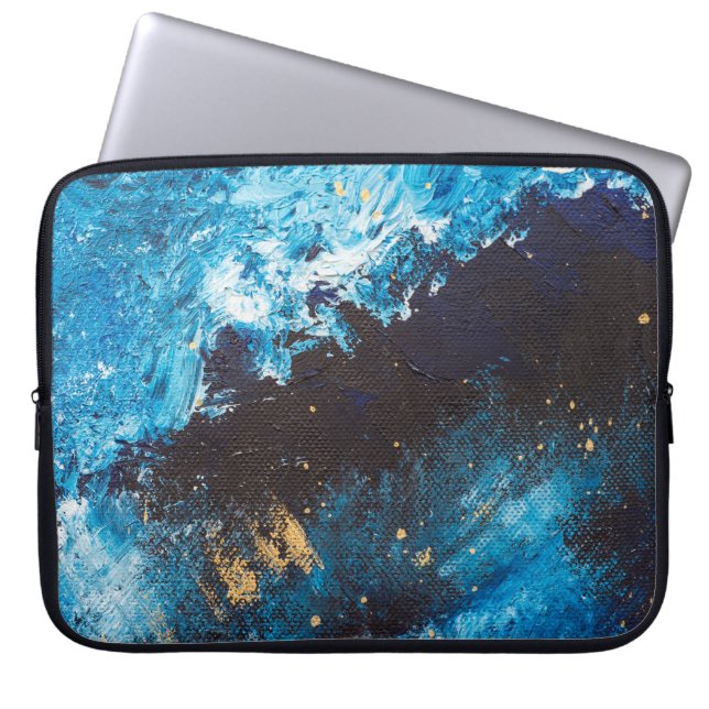 Capa Para Notebook Azul acrílico, pintura a céu estrelado. (Frente)