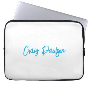 Capa Para Notebook Azul Branco Seu Nome Calliografia Minimalista Excl