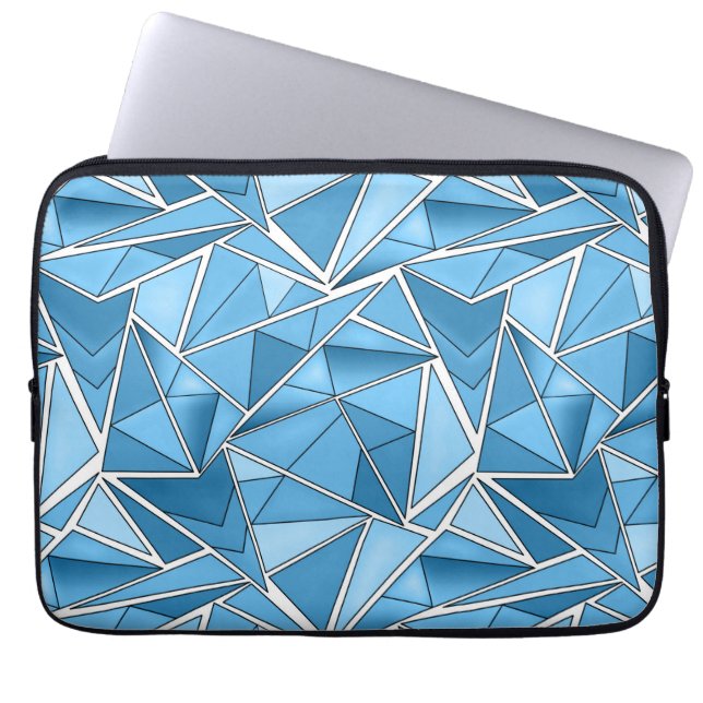 Capa Para Notebook Azul celeste e formas geométricas azuis padrão mod (Frente)