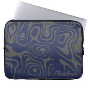 Capa Para Notebook Azul Cinza Legal Abstrato Líquido Pessoal Turbulen
