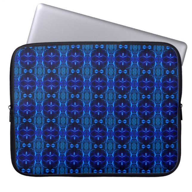 Capa Para Notebook Azul com traçados interligados 'flutuantes' (Frente)