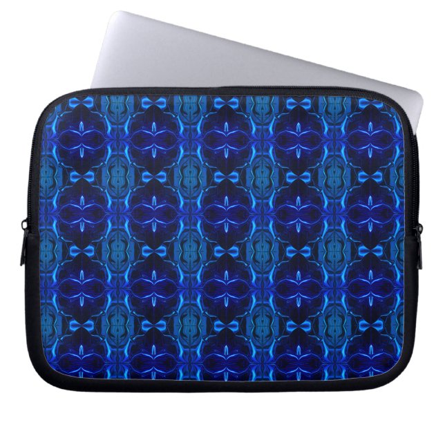 Capa Para Notebook Azul com traçados interligados 'flutuantes' (Frente)