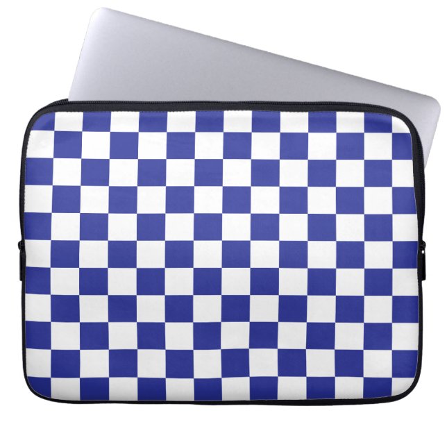 Capa Para Notebook Azul e branco verificados (Frente)