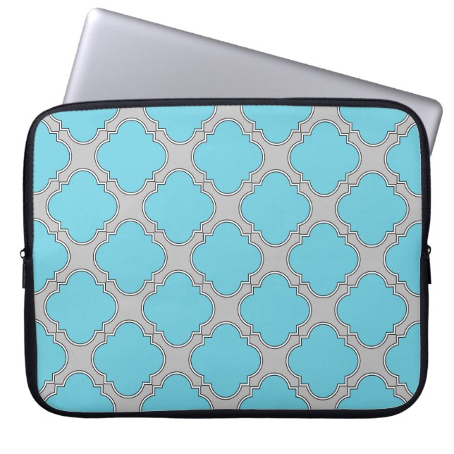 Capa Para Notebook Azul e cinza de Quatrefoil (Frente)