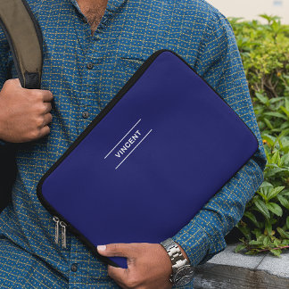 Capa Para Notebook Azul Elegante com Bolsa de laptop de nome