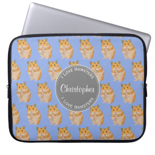 Capa Para Notebook Azul eu amo o teste padrão do hamster dos hamster