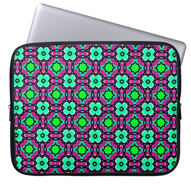 Capa Para Notebook Azul geométrico, pintado com padrões sem costura,  (Frente)