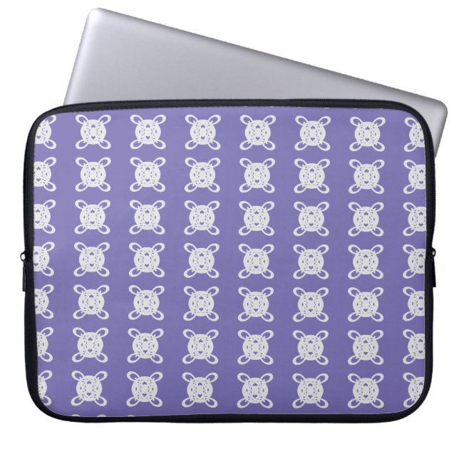 Capa Para Notebook Azul Periwinkle & Cinza Prateado Padrão de Círculo (Frente)