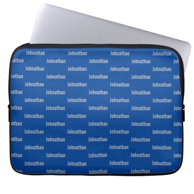 Capa Para Notebook Azul Simples com Padrão de Nome da Cinza (Frente)