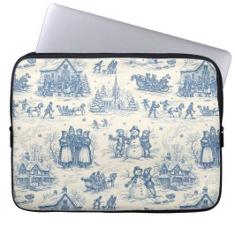 Capa Para Notebook Azul Toile Chinoiserie de Inverno
