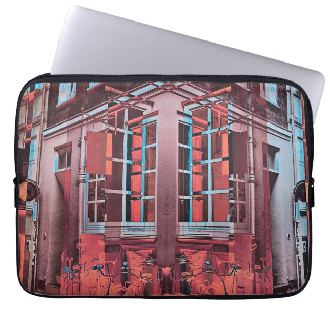 Capa Para Notebook Azul vermelho Copenhaga janelas de reflexão arte d (Frente)