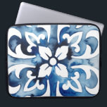Capa Para Notebook Azulejo de cobalto II<br><div class="desc">Cobalt Azulejo II por Grace Popp. Padrão parecido com o azulejo azul com um design floral.</div>
