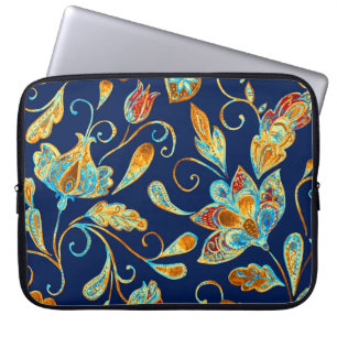 Capa Para Notebook Azulejo de padrão floral de cor aquosa de Paisley:
