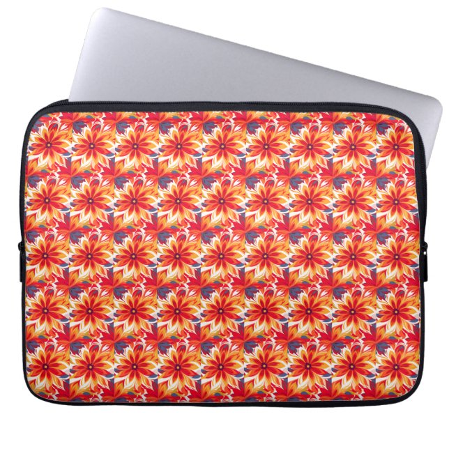 Capa Para Notebook Azulejo Moderno Red Daisy BOHO (Frente)