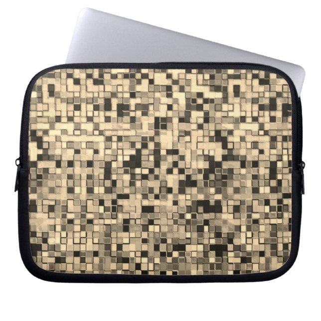 Capa Para Notebook Azulejos bege ou dourados desfocados com tons de c (Frente)