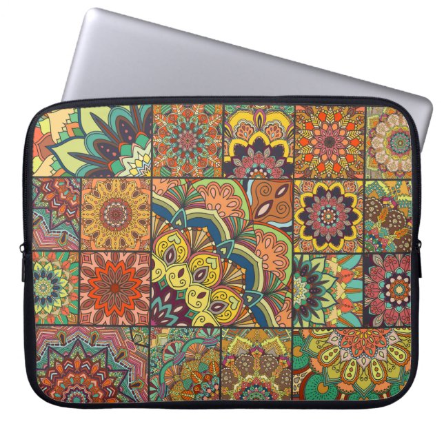Capa Para Notebook Azulejos de Boho: padrão transparente colorido (Frente)