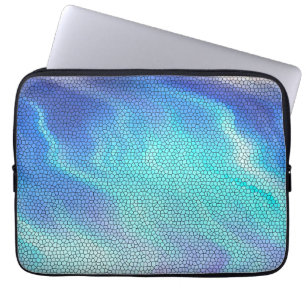 Capa Para Notebook Azulejos do mosaico bonito do Pastel Azul-Azul-Aqu