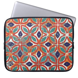 Capa Para Notebook Azulejos geométricos: origem étnica vintage.
