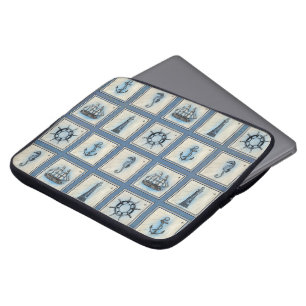 Capa Para Notebook Azulejos náuticos Roda do navio de ancoragem de