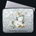 Capa Para Notebook Baby Unicorn Silver Glitter Bokeh<br><div class="desc">Um unicórnio de prata no fundo do pântano.</div>