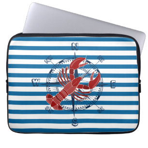 Capa Para Notebook Bacia do navio e lagosta Blue e White Strike